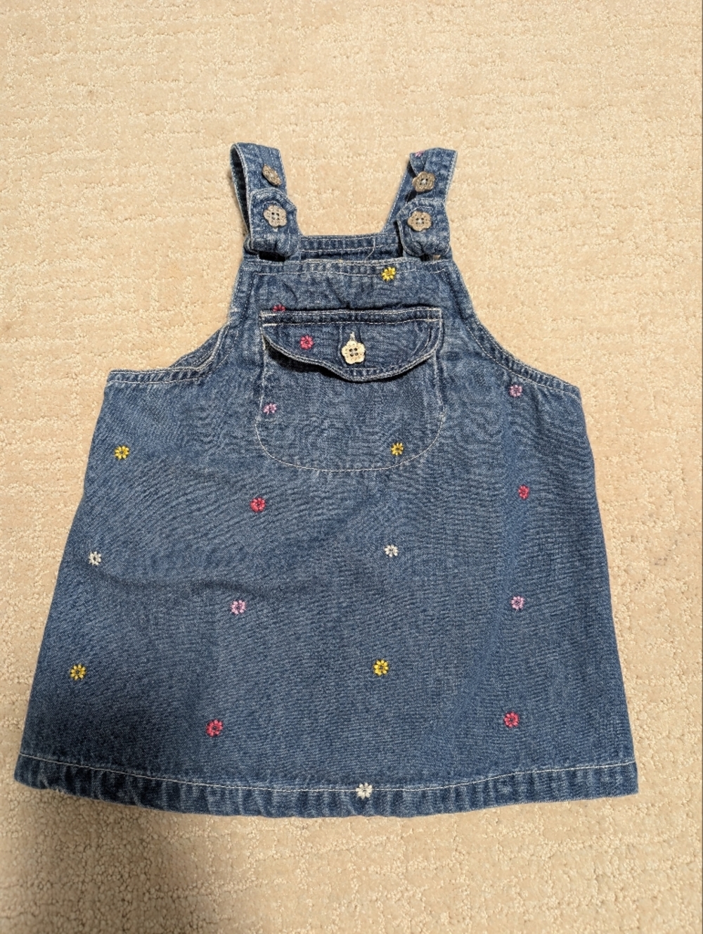 Vintage Floral Embroidered Old Navy Overall Dress 12-18m